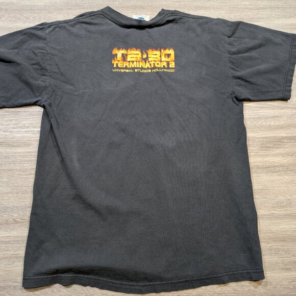Vintage Terminator 2 3D Universal Studios Graphic Shirt Men's Large Black Skull - Picture 7 of 10